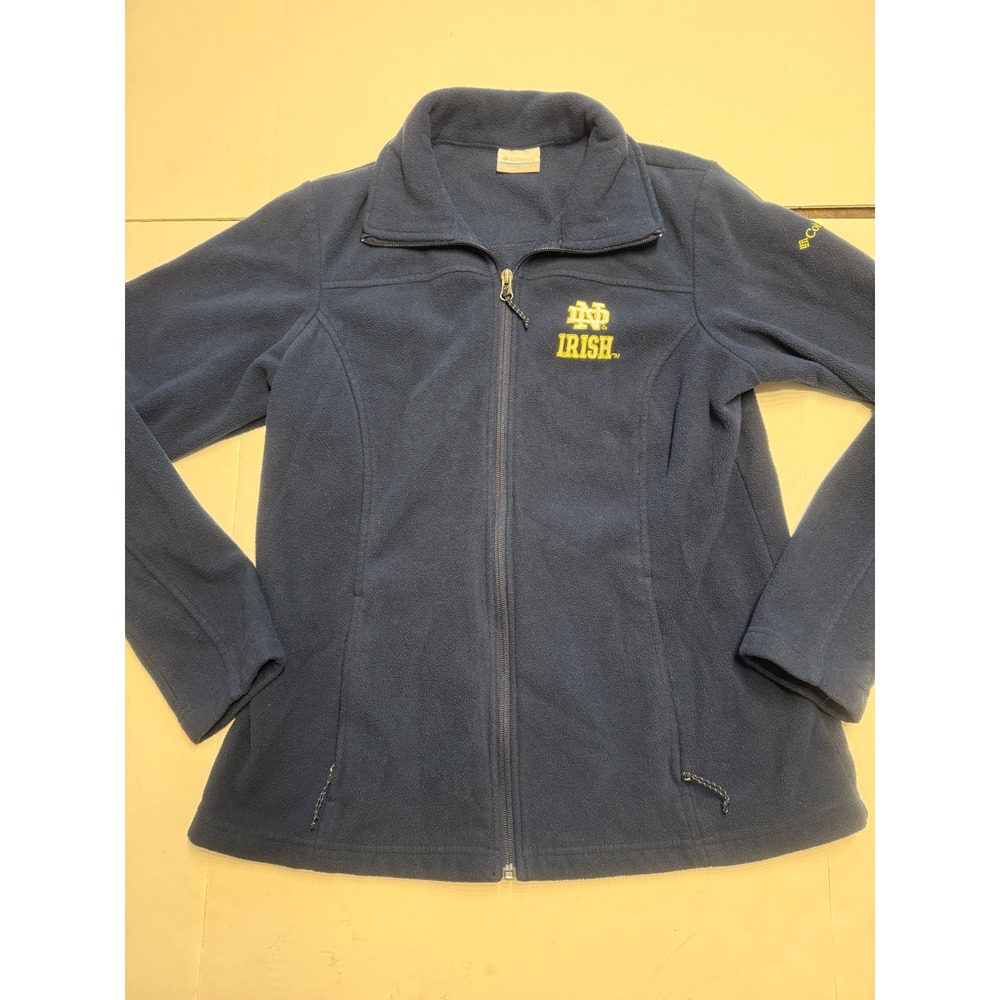 Columbia Notre Dame Fighting Irish Navy Blue Full Zip Fleece Jacket Womens L